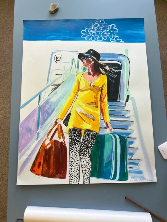 Woman on Escalator