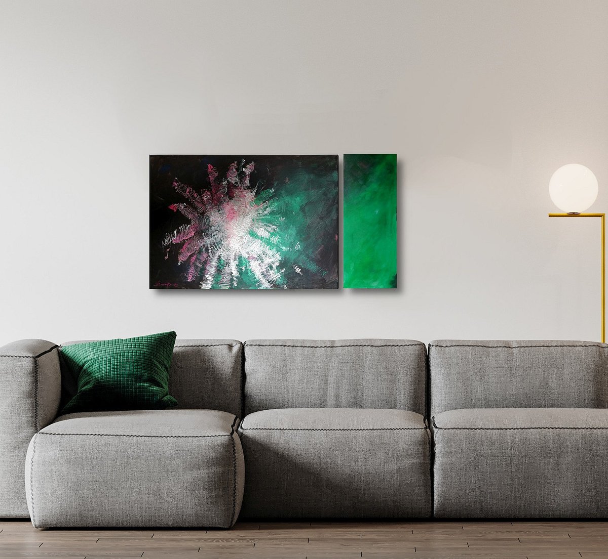 Expressive Abstract Acrylic Painting By Olga David, 35 X 20", Party Time, Original Artwork