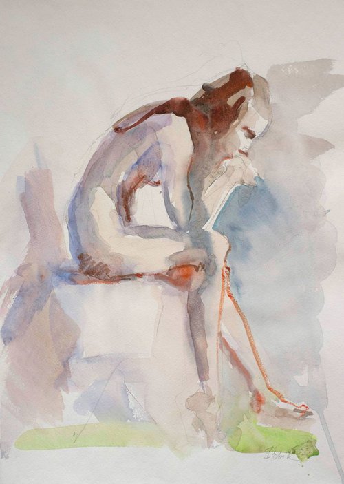 sitting nude #1 by Irina Bibik-Chkolian