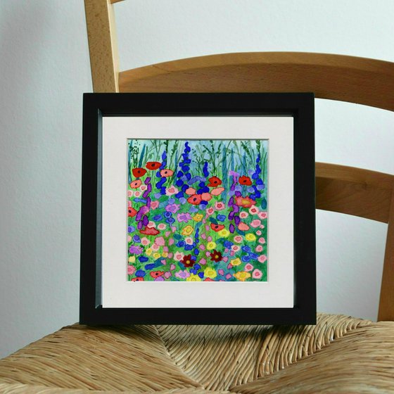 Wildflowers - mounted watercolour, small gift idea