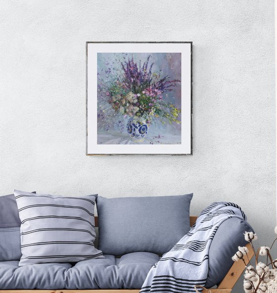 Wildflowers on blue