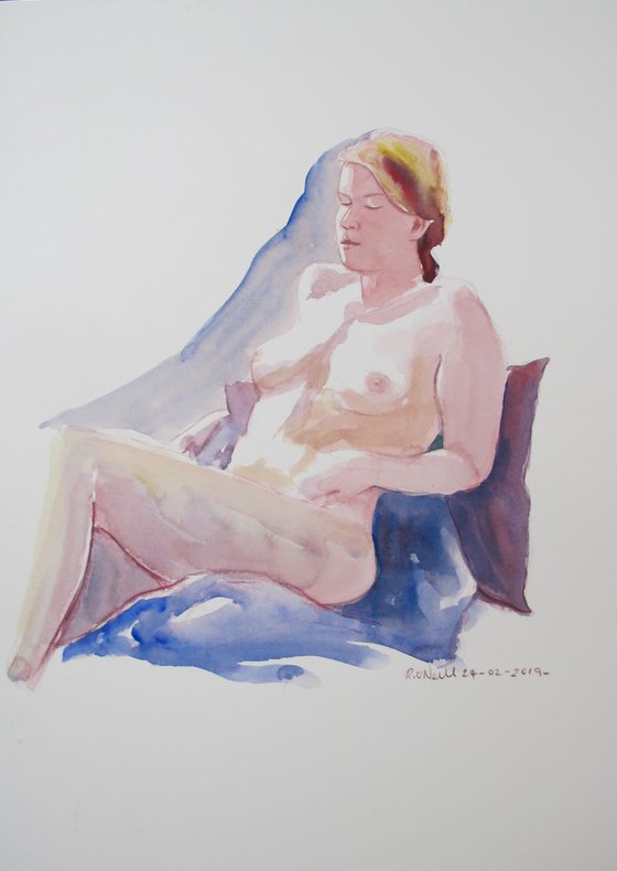 seated female nude