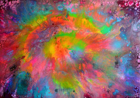 Happy Fusion - 100x70 cm - Big Painting XL - Large Abstract, Supersized Painting - Ready to Hang, Hotel, Restaurant, Office Wall Decor, Perfect Gift