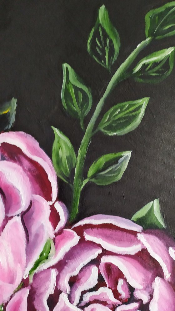 Peonies,  flowers, floral oil painting, impressionistic art, Gift idea