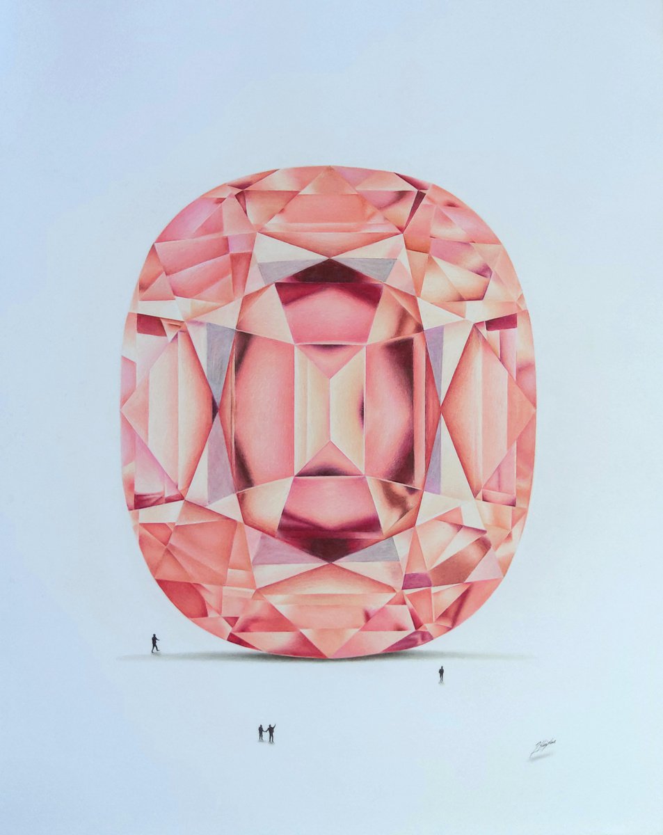 Vivid Pink Diamond, A Drawing by Daniel Shipton