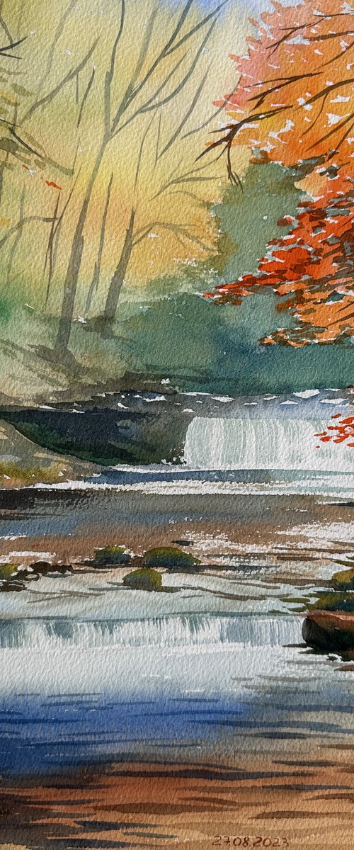 Autumn energy of forest and water by Oleksandra Padushyna