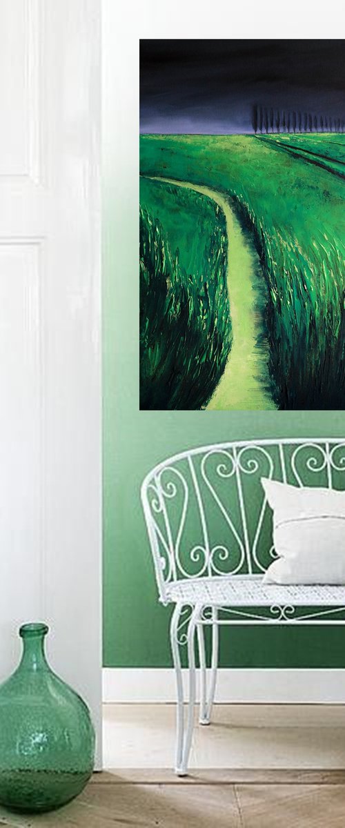 The Green  river and the storm - Fields and Colors Series by Danijela Dan