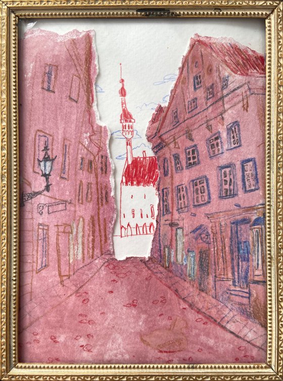 Tallinn cityscape in vintage frame