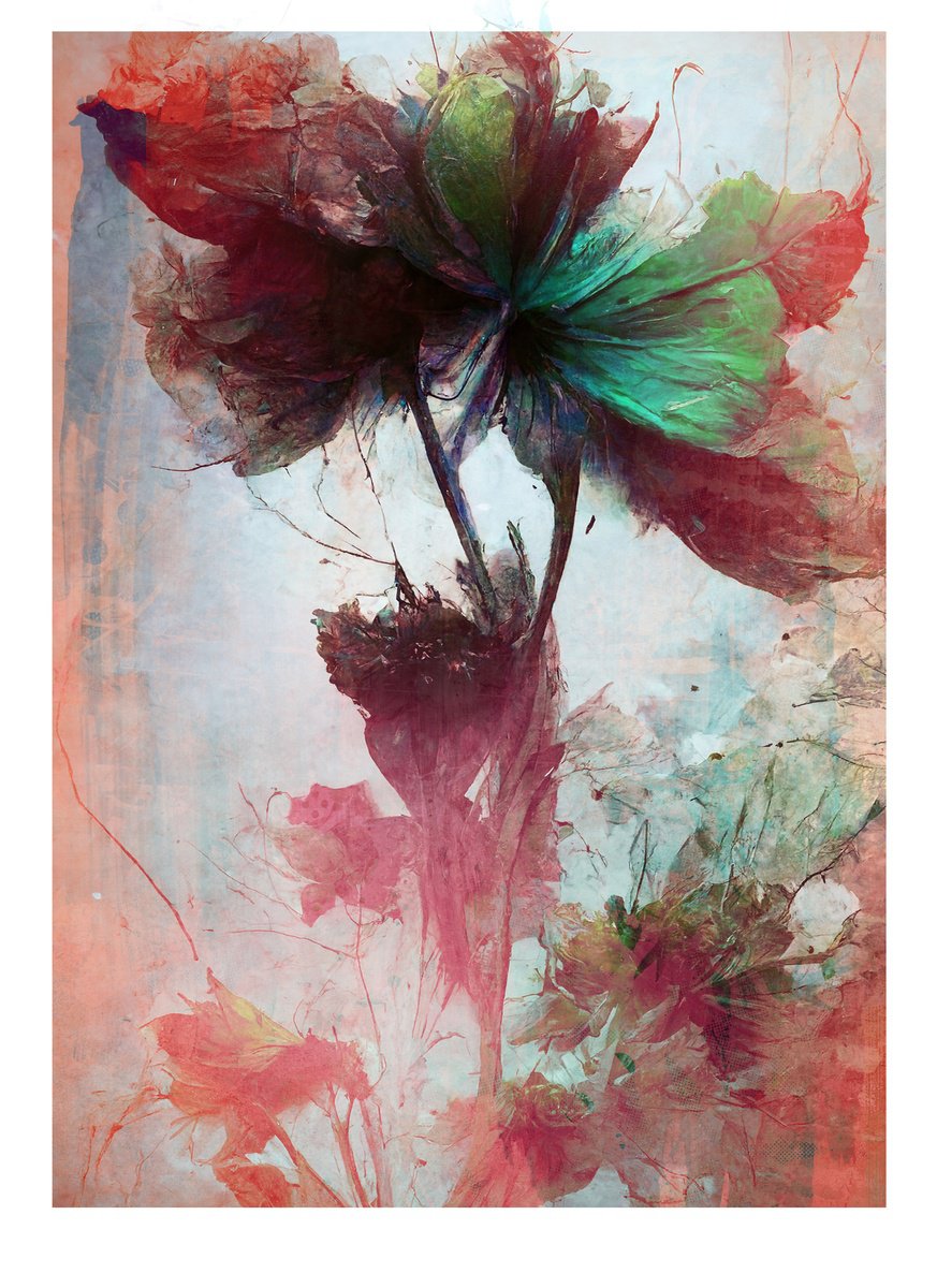 Botanical Painting By Teis Albers, 31 X 43", Floral Cocktail, Original Artwork