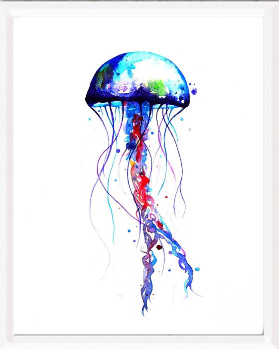 Jellyfish, watercolor