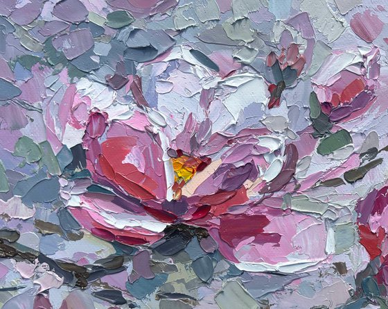 "Magnolia" palette knife oil painting
