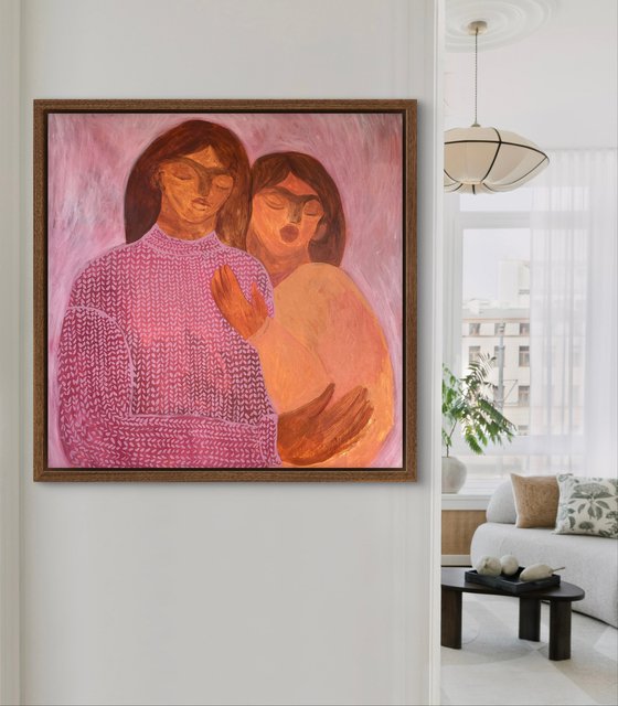 Knitted pink sweater