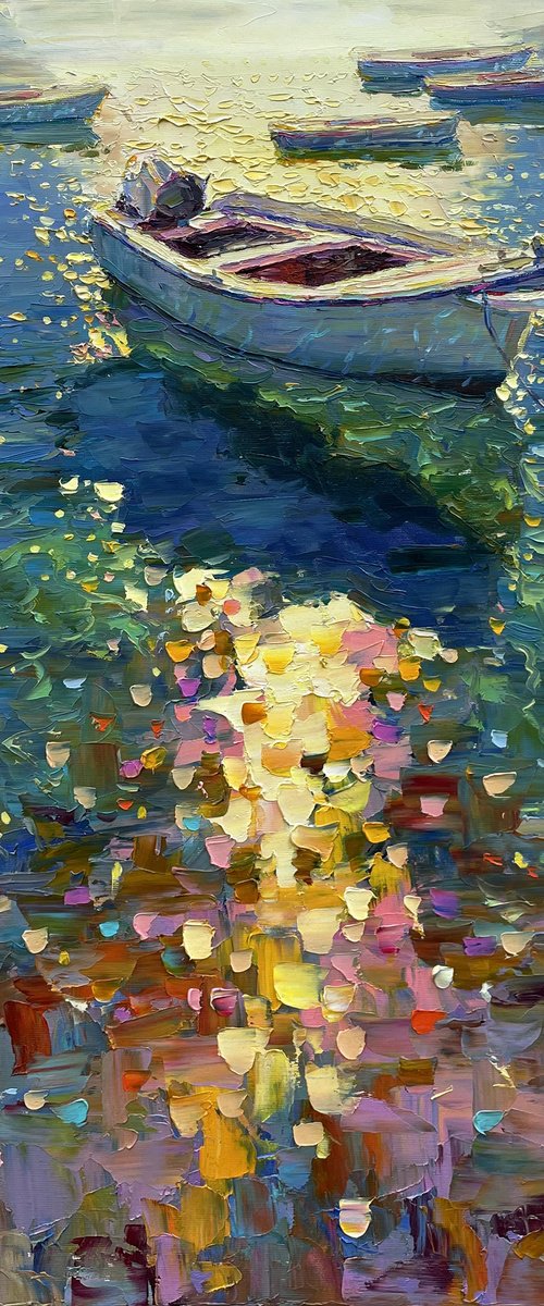 "boat at dawn" by Evgeny Chernyakovsky