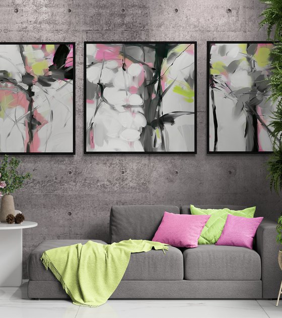 Triptych Garden in Fog