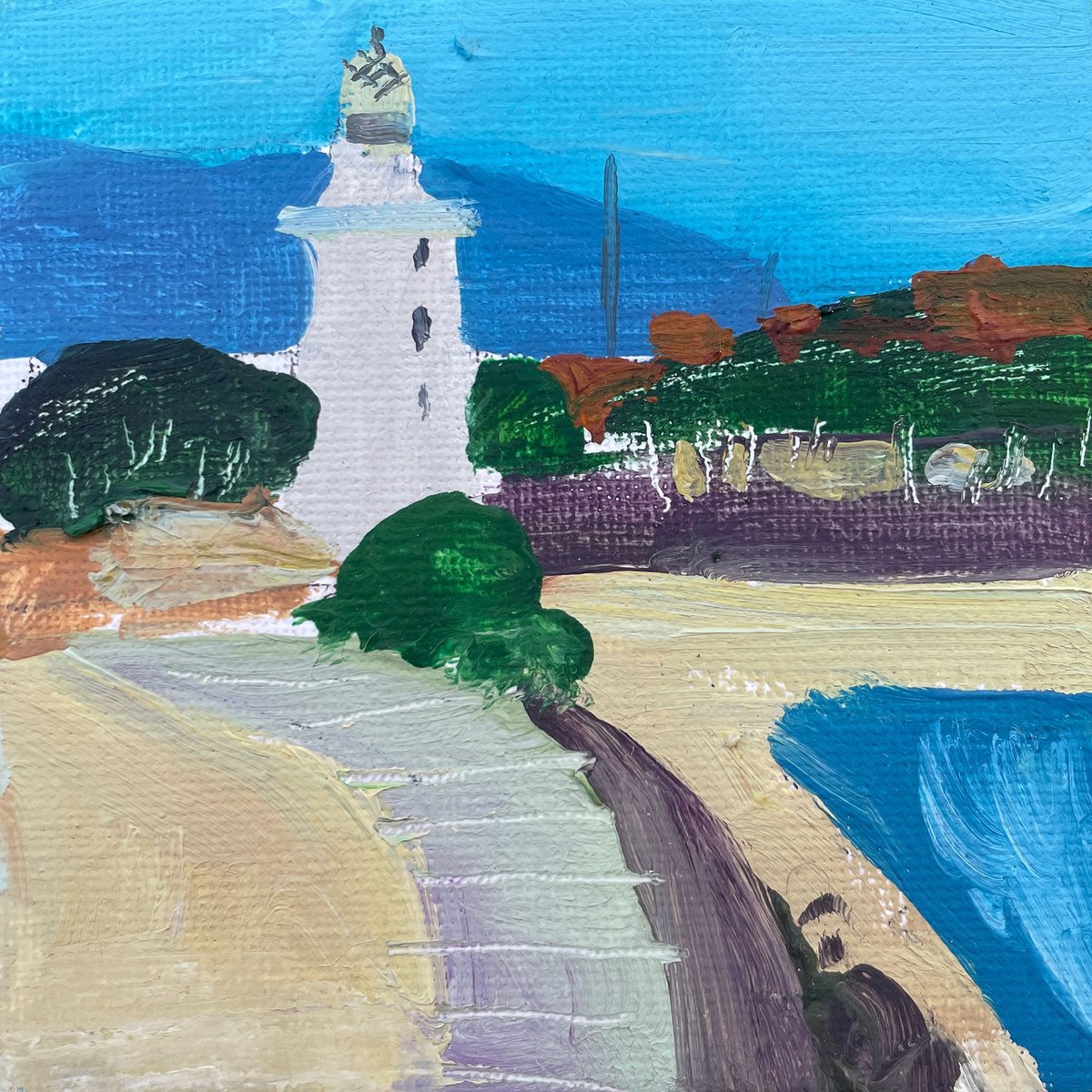 Lighthouse in Malaga - 10x10 cm by Victoria Dael
