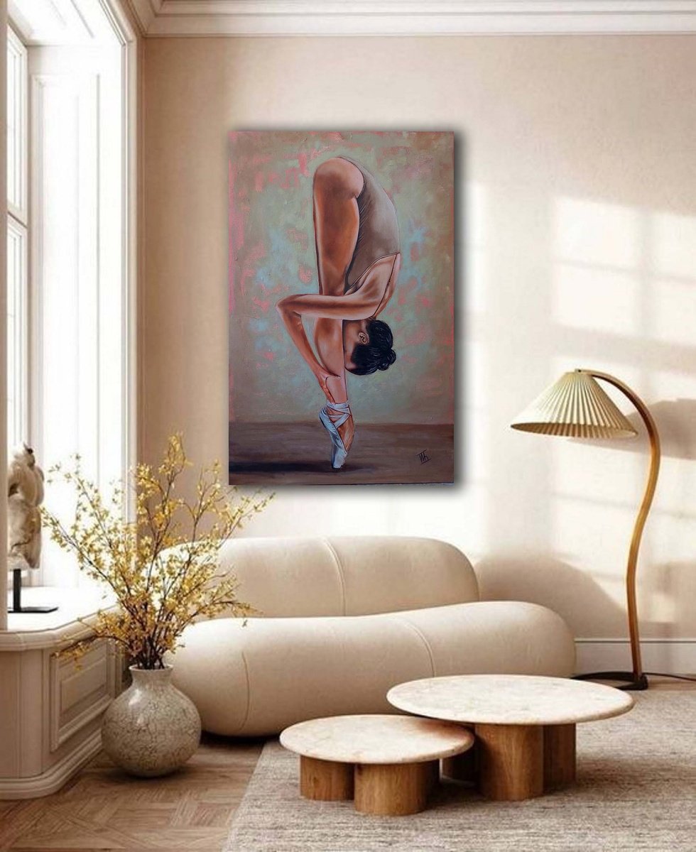 Impressionistic Portrait Oil Painting By Ira Whittaker, 20 X 30, Ballet Stillness, Original Artwork