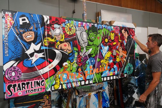 The Magnificent Seven 240cm x 100cm Avengers Textured Urban Pop Art