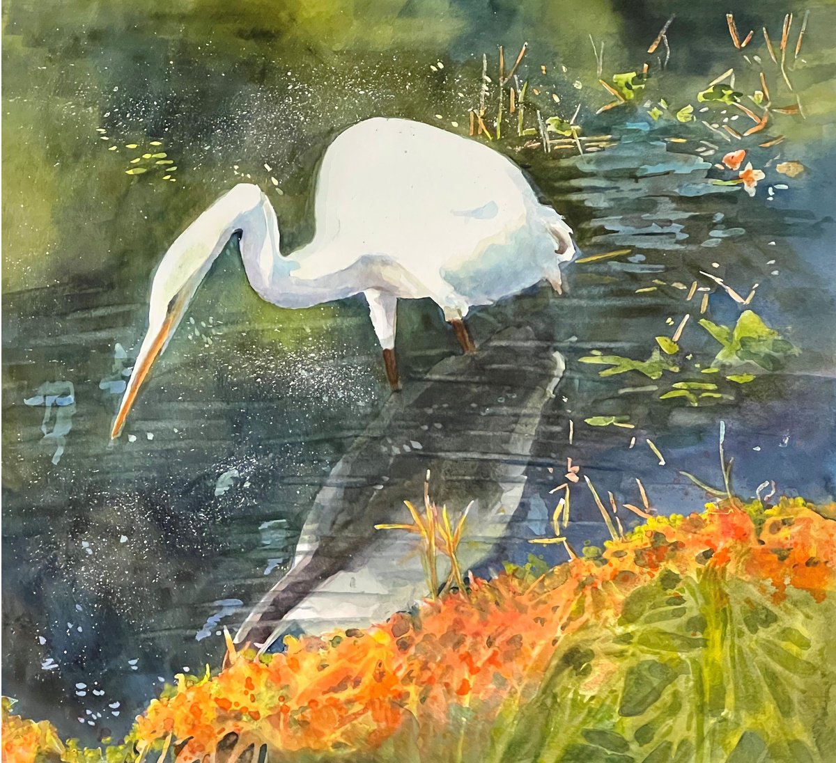 Impressionistic Watercolour , Shore Bird By Bronwen Jones, 18 X 17, Artwork For Sale On Artfinder