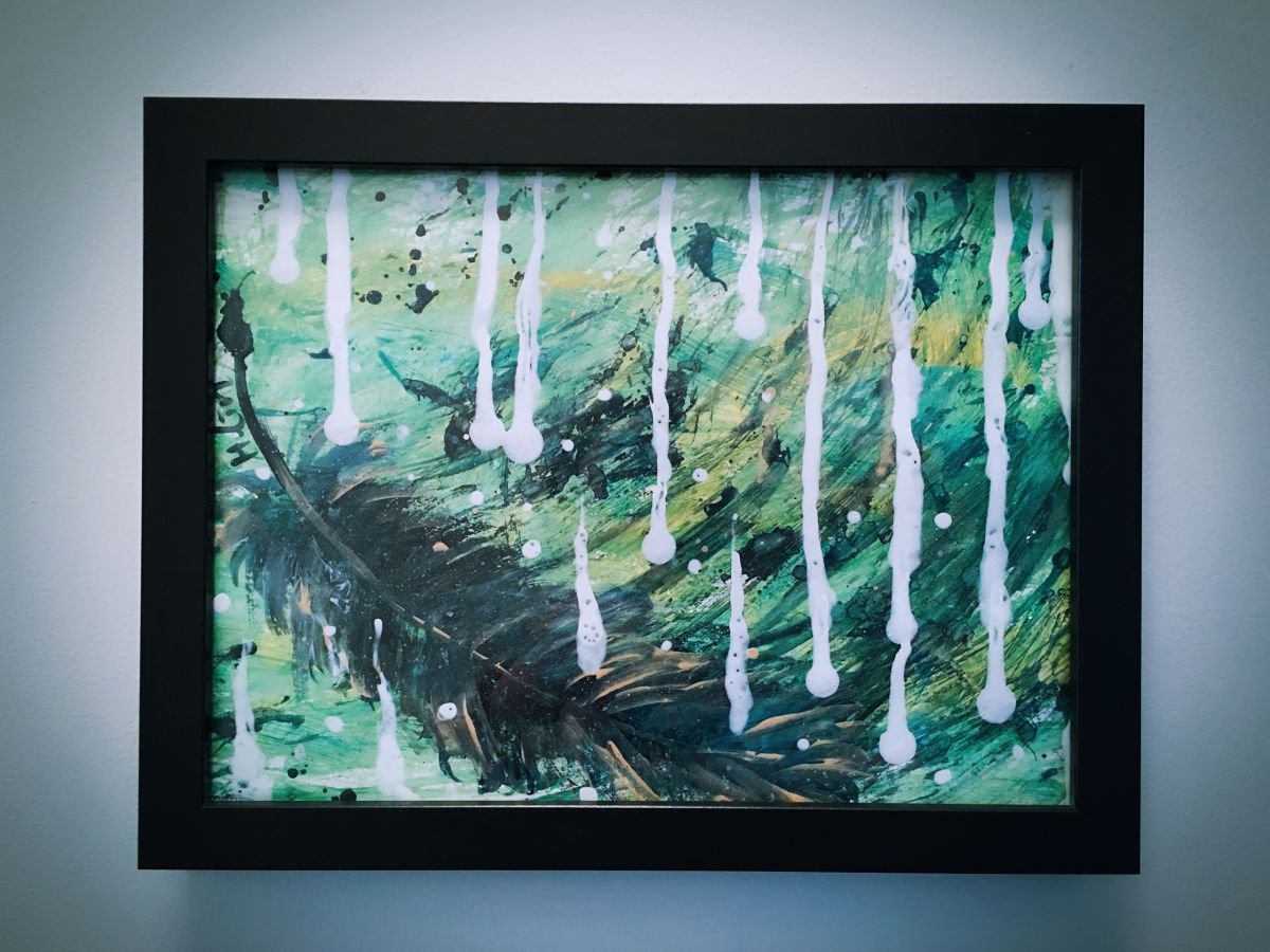 Abstract Animal Acrylic Painting By Hsin Lin, 10 X 7, Fear Does Hurt, Original Artwork