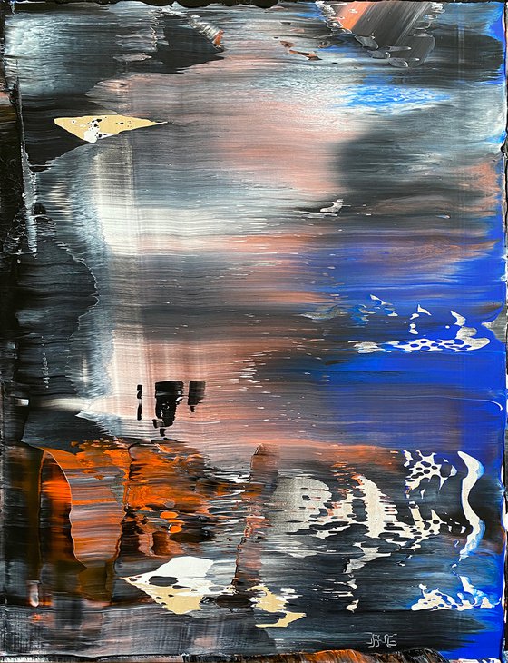 "Dusk To Dawn" - Original PMS Abstract Acrylic Painting On Reclaimed Wood Panel - 14" x 18.5"