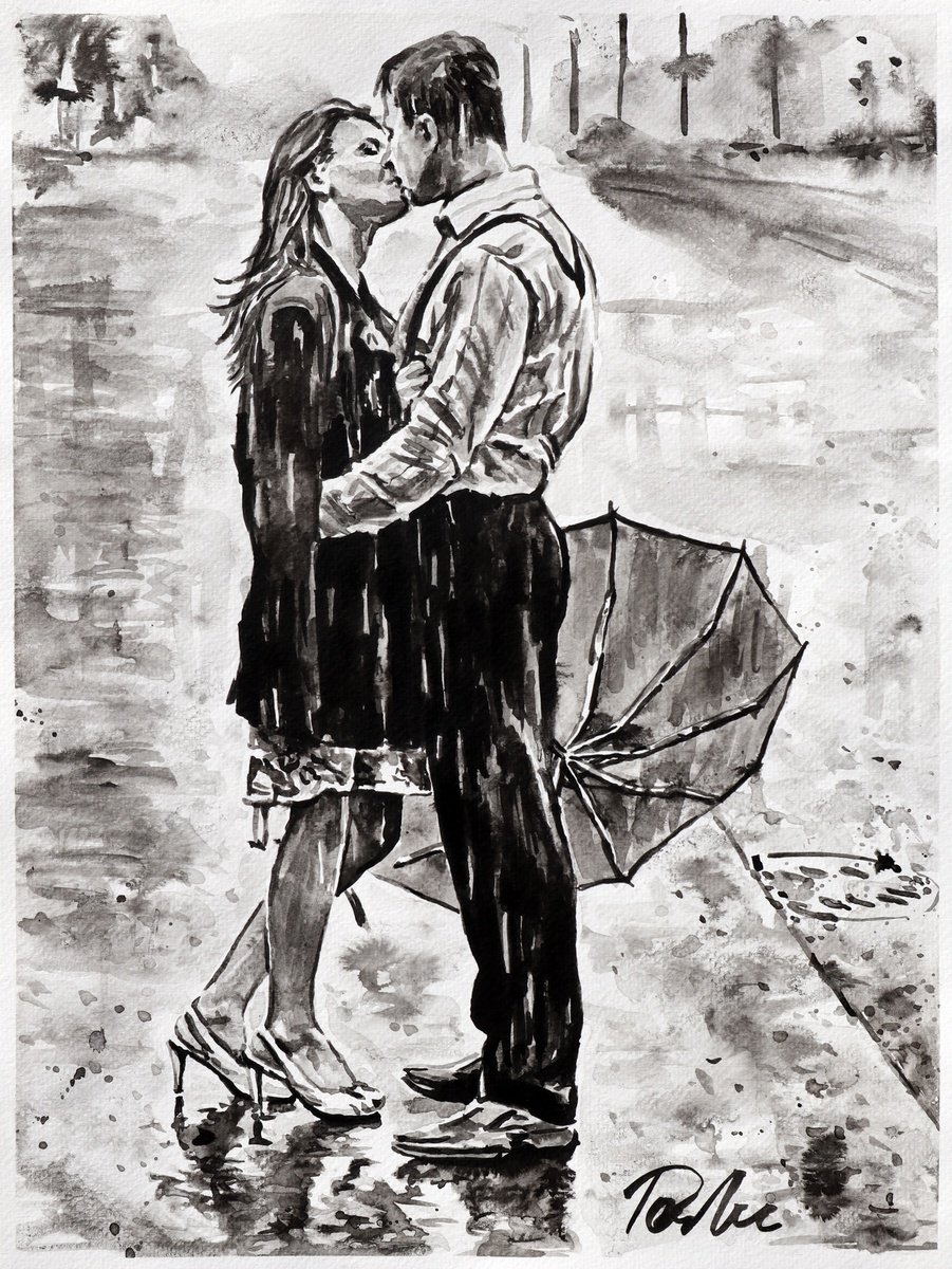 The kiss in the rain / 30x40cm by Tashe