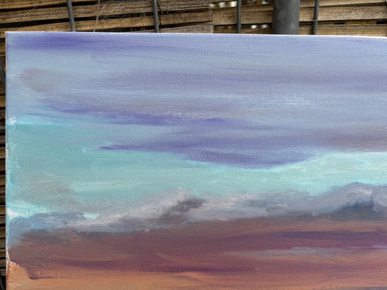 Sunset before storm. Plein air