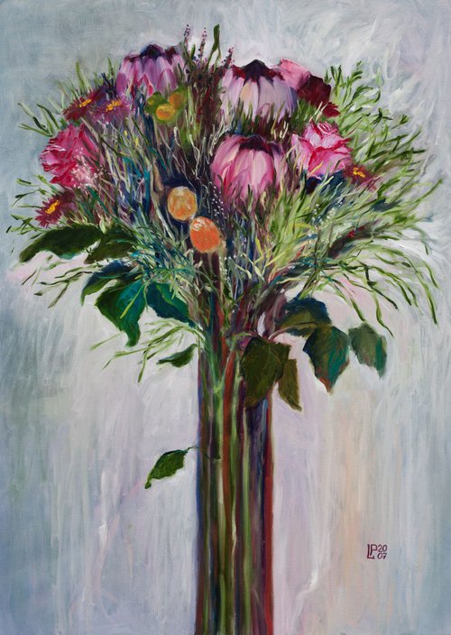Bouquet With Proteas by Liudmila Pisliakova