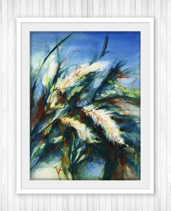 Pampas Grass - Abstract Floral Painting  by Kathy Morton Stanion