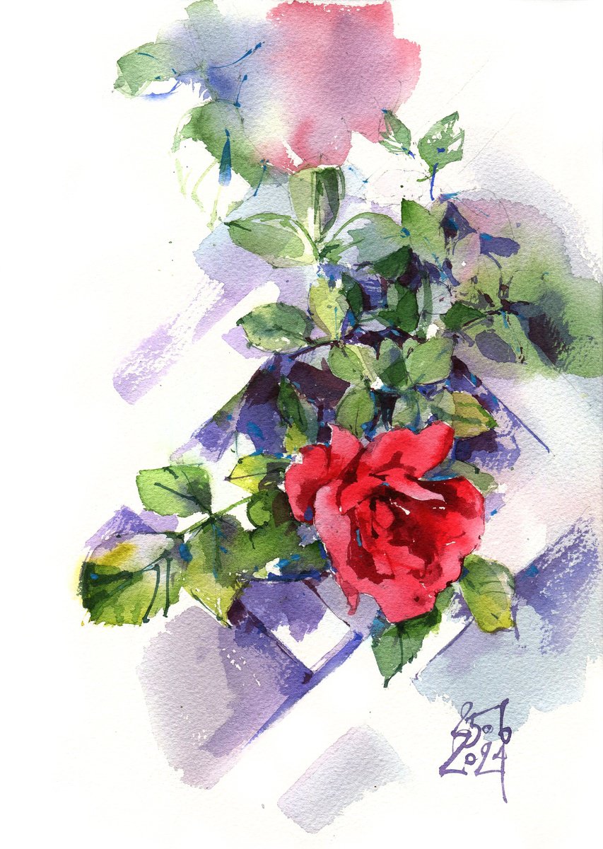Impressionistic Botanical Watercolour By Ksenia Selianko, 8 X 12", "Midsummer", Original Artwork