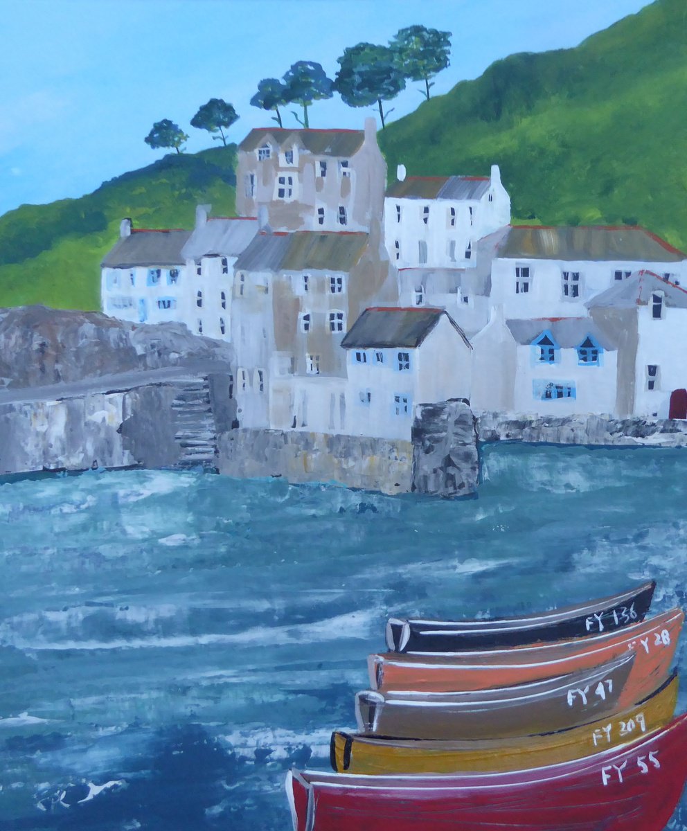  Polperro Boats By Elaine Allender, 13 X 17, Artwork For Sale On Artfinder
