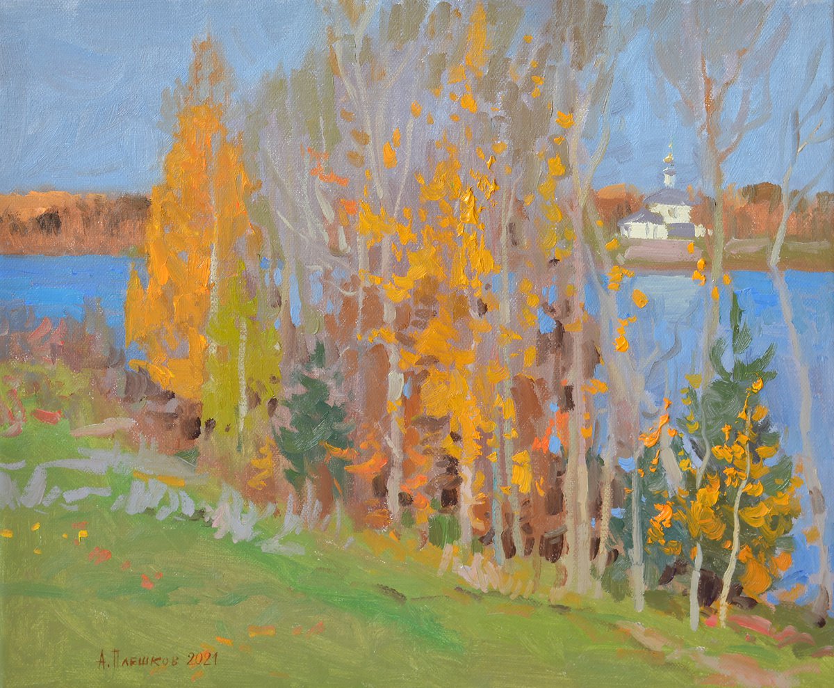 Bank of the Volga Oil painting by Alexey Pleshkov | Artfinder