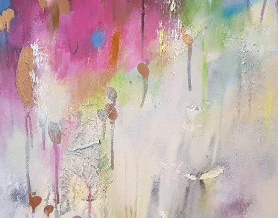 Pink Blue Motion. Large Abstrct  Painting