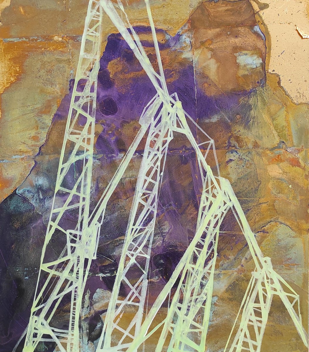 Organic Landscape Painting By Kaliya Ka, 14 X 16", The Port 1, Original Artwork