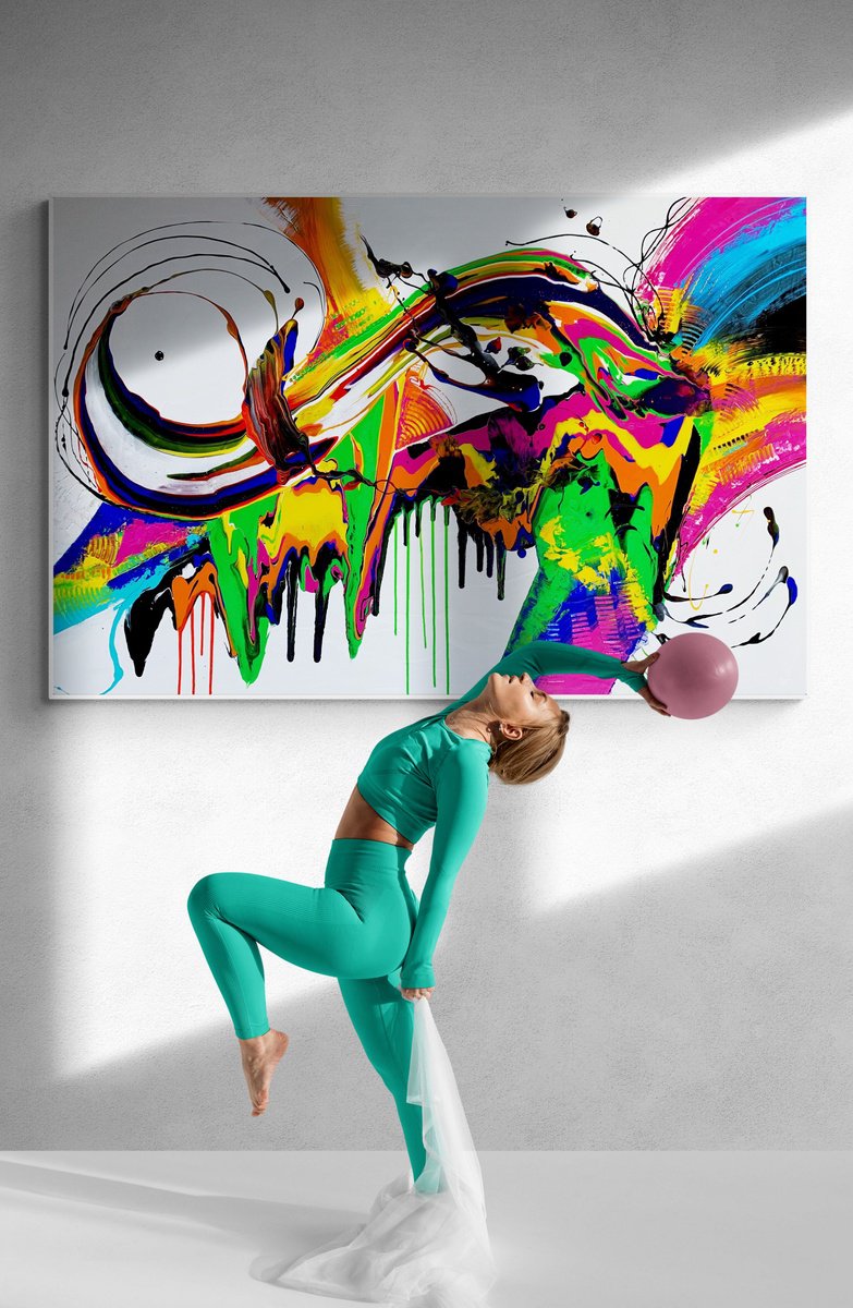 Abstract Acrylic Painting By Julijana Ravbar, 59 X 39", Dancing With A Stranger, Original Artwork