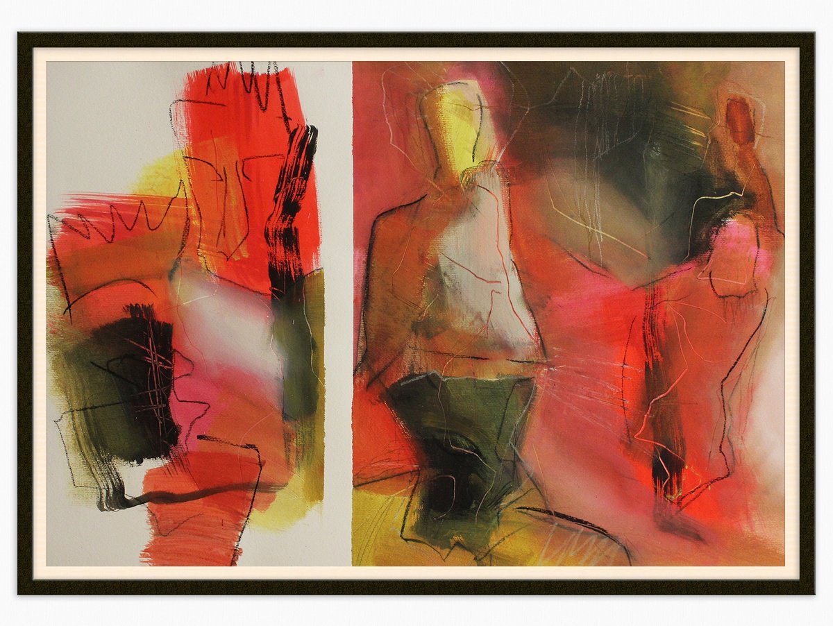 Abstract Painting By T Kyomu, 39 X 28", Ghosts Part Ii, Original Artwork