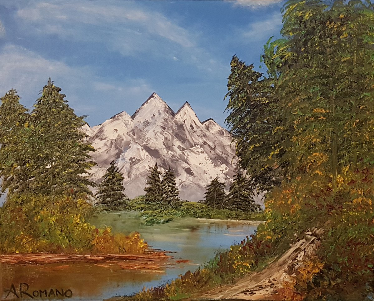Impressionistic Landscape Oil Painting By Alexandra Romano, 20 X 16, Mystic Mountains, Original Artwork