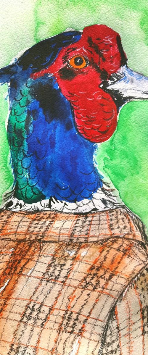 "Pheasant in a tweed jacket" by Marily Valkijainen