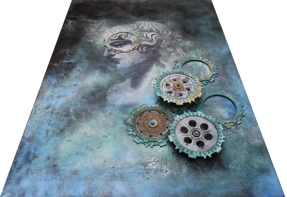 Volto composto tra la nebbia del tempo