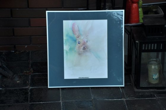 EASTER BUNNY original watercolour 40X30