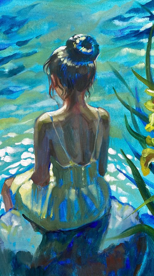 By the Quiet Water - original oil painting by Natalia Miasnikova