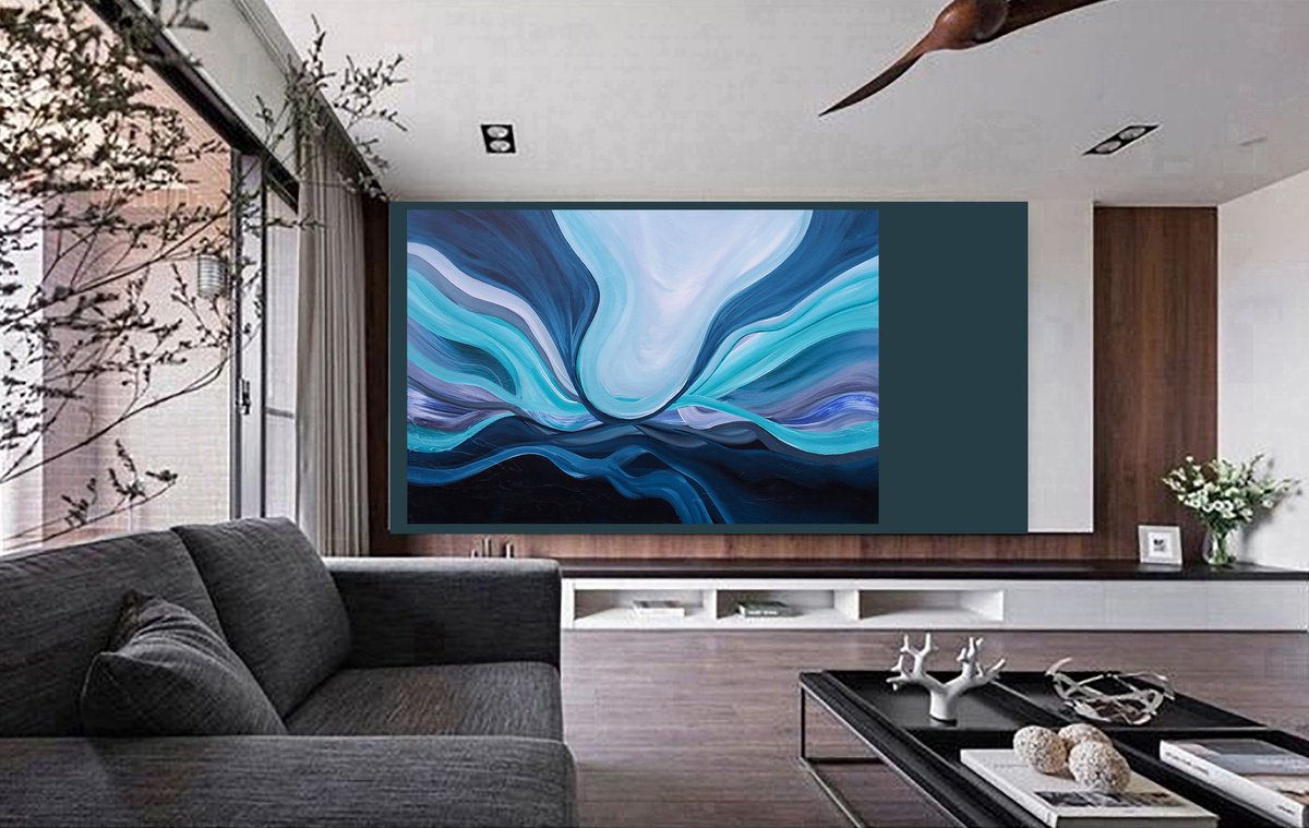 Organic Abstract Acrylic Painting By Susan Wooler, 47 X 31", Rebirth, Original Artwork