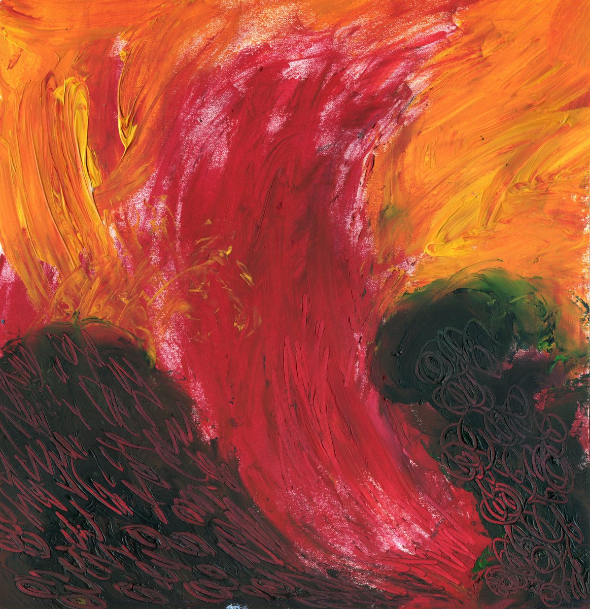 Abstract Botanical Pencil Drawing By Elizabeth Anne Fox, 11 X 11, The Blossoms Of 2020 (3), Original Artwork