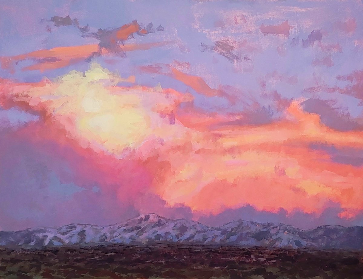 Impressionistic Landscape Acrylic Painting By Kristina Sellers, 42 X 32", Sierra Sunset, Original Artwork