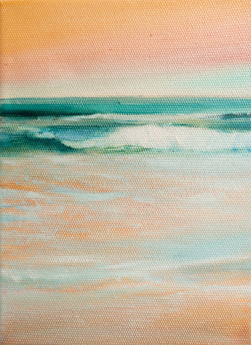 BRIGHT EVENING sunset beach oil seascape painting landscape impressionism by Masha Danilovskaia