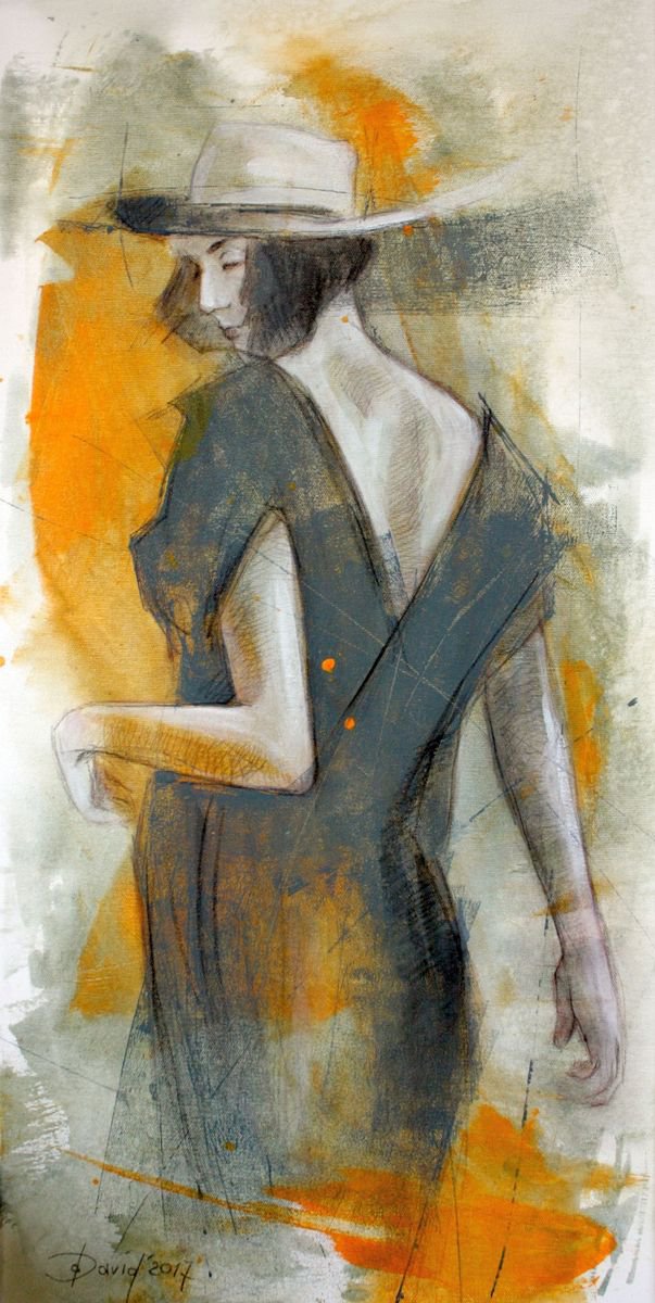 Portrait Acrylic Painting By Olga David, 16 X 31", Quartet I, Original Artwork