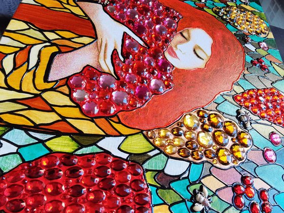 Ginger woman and red grape