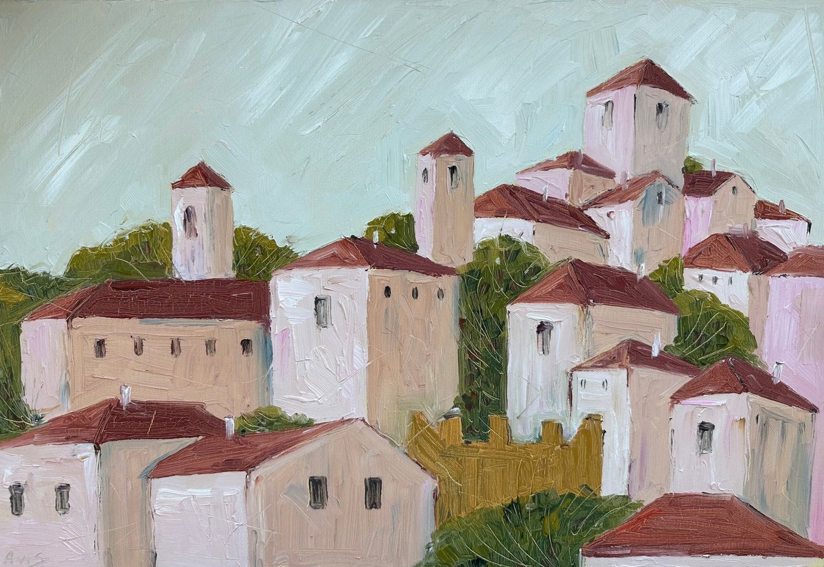 Impressionistic Cityscapes Oil Painting By Irina Anis, 24 X 16, Big Cityscape Of Dreams, Original Artwork