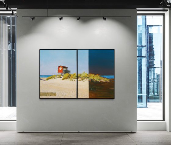 Red Lifeguard Tower Diptych