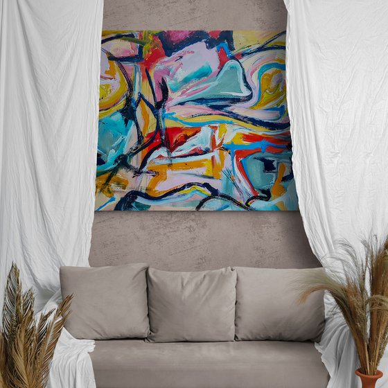 Luebo (XXL) - Abstract Painting (W)140x(H)106 cm.