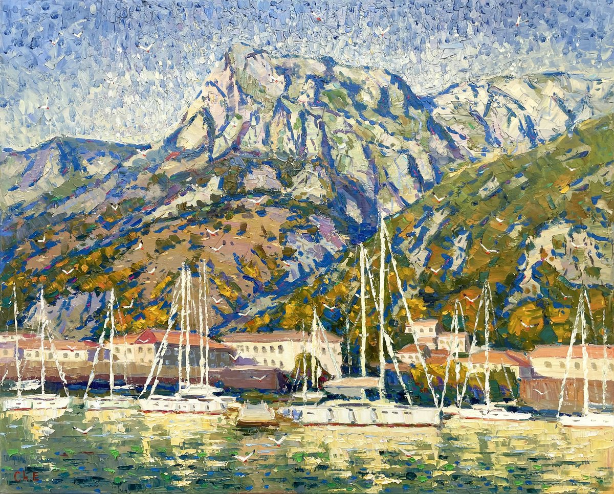 Yachts At The Pier By Evgeny Chernyakovsky, 31 X 25, Artwork For Sale On Artfinder